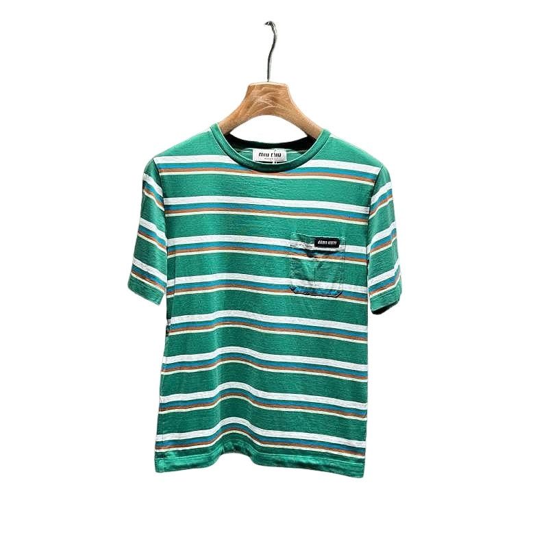 Miu Miu Miu Miu Striped Logo Pocket T-Shirt Size S Size S / US 4 / IT 40 - 1 Thumbnail