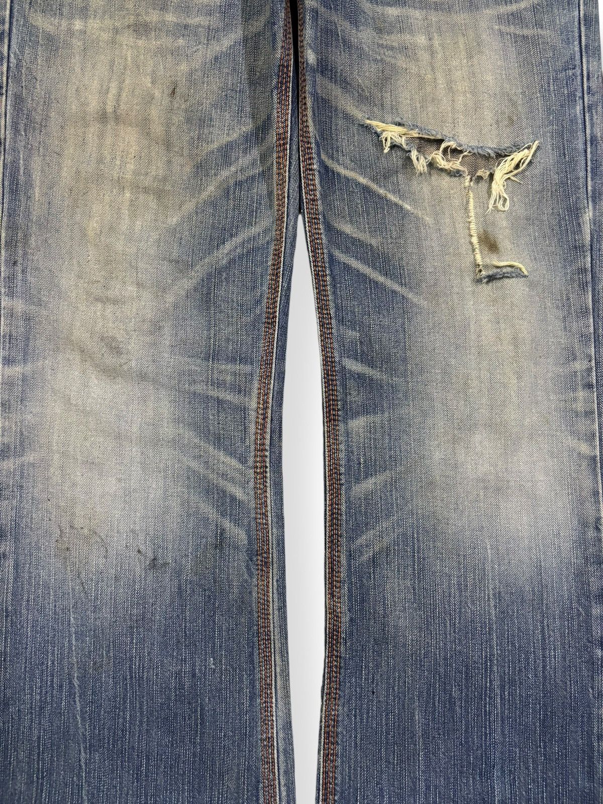 Edwin Vintage Edwin XV Buckle Back Flare Distressed Grunge Jeans Size US 31 - 4 Thumbnail