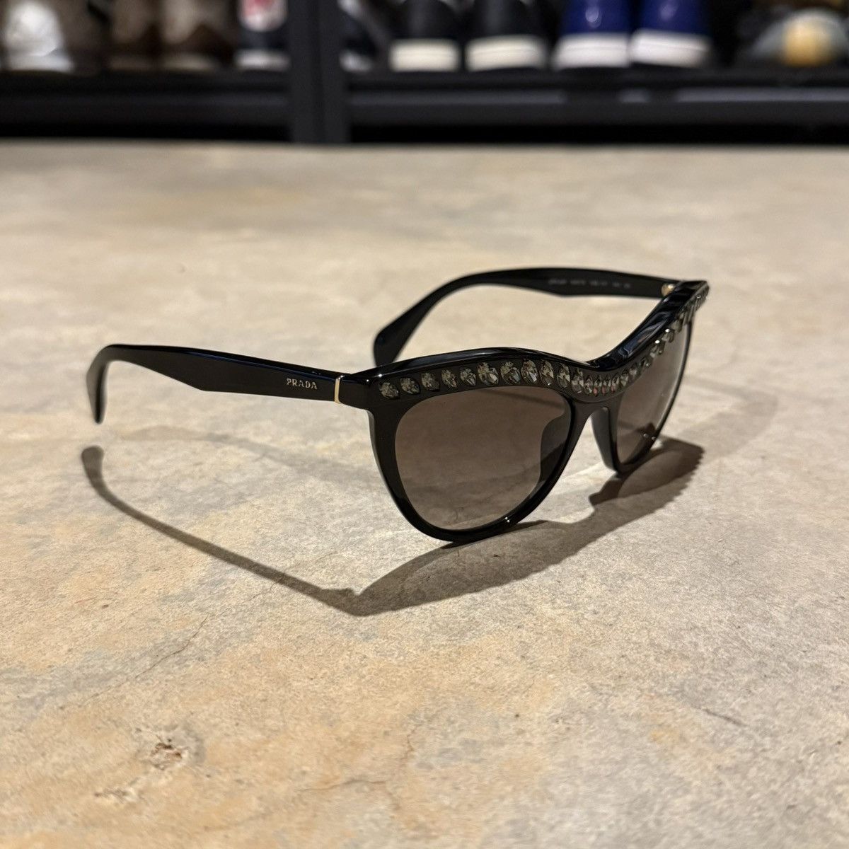 Prada Prada Cat Eye Crystal Sunglasses Black Havana SPR 04P Size ONE SIZE - 3 Thumbnail