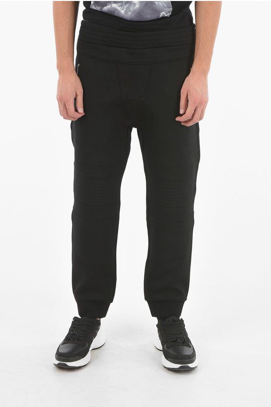 image of Neil Barrett 3-Pocket Skinny Biker Joggers With Thunderbolt Embroidery in Black, Men's (Size 33)