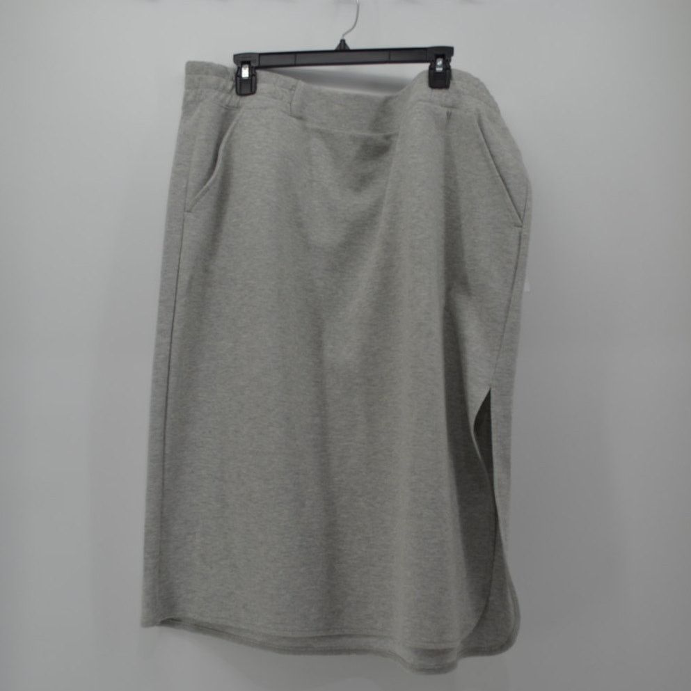 Other Liz Claiborne Light Gray Side Slit Midi Skirt Pocket Warm 1X Size 42" / US 20 - 18 Thumbnail
