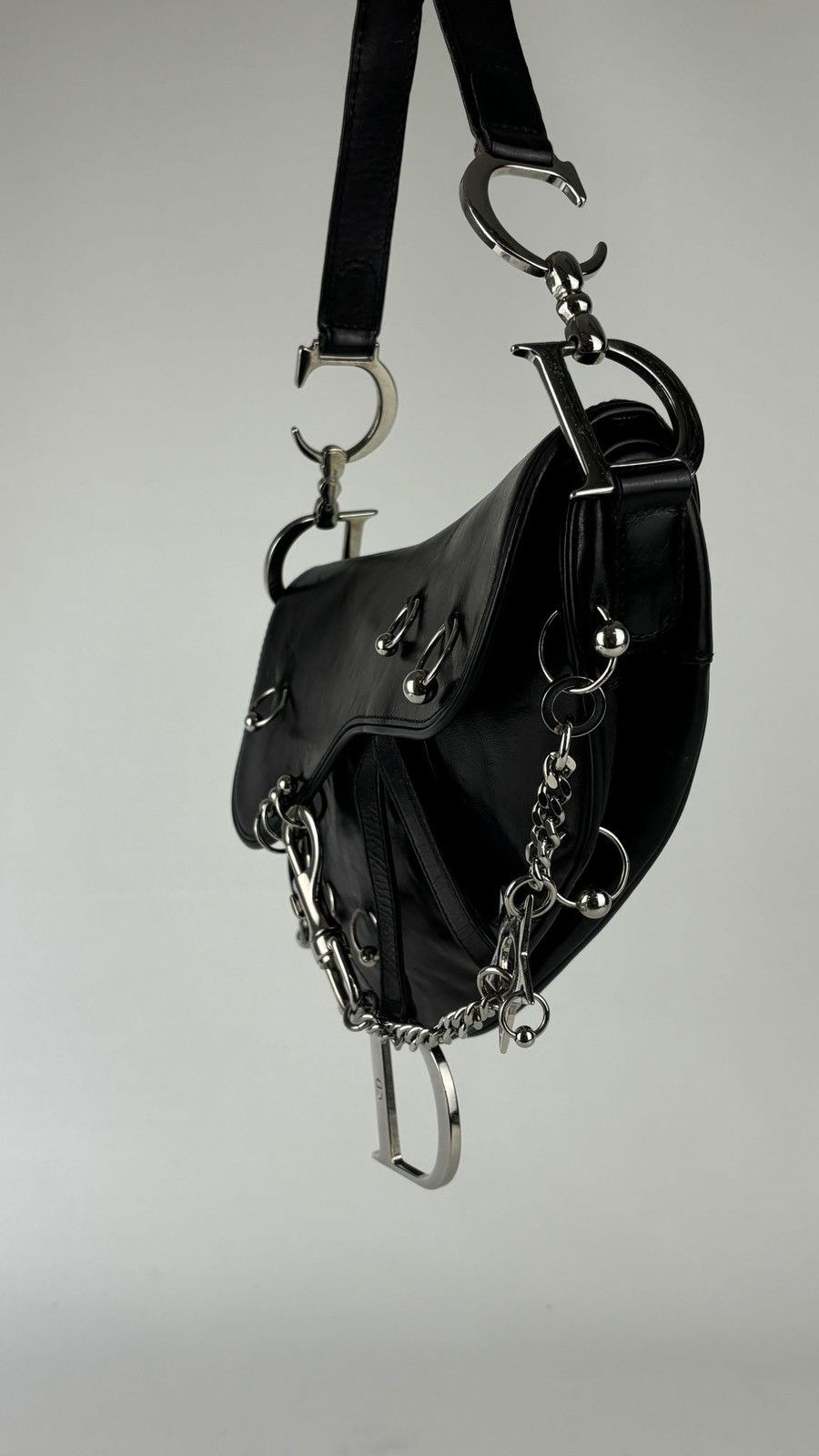 Dior Dior Punk Black Leather Hardcore Saddle Bag Size ONE SIZE - 16 Thumbnail