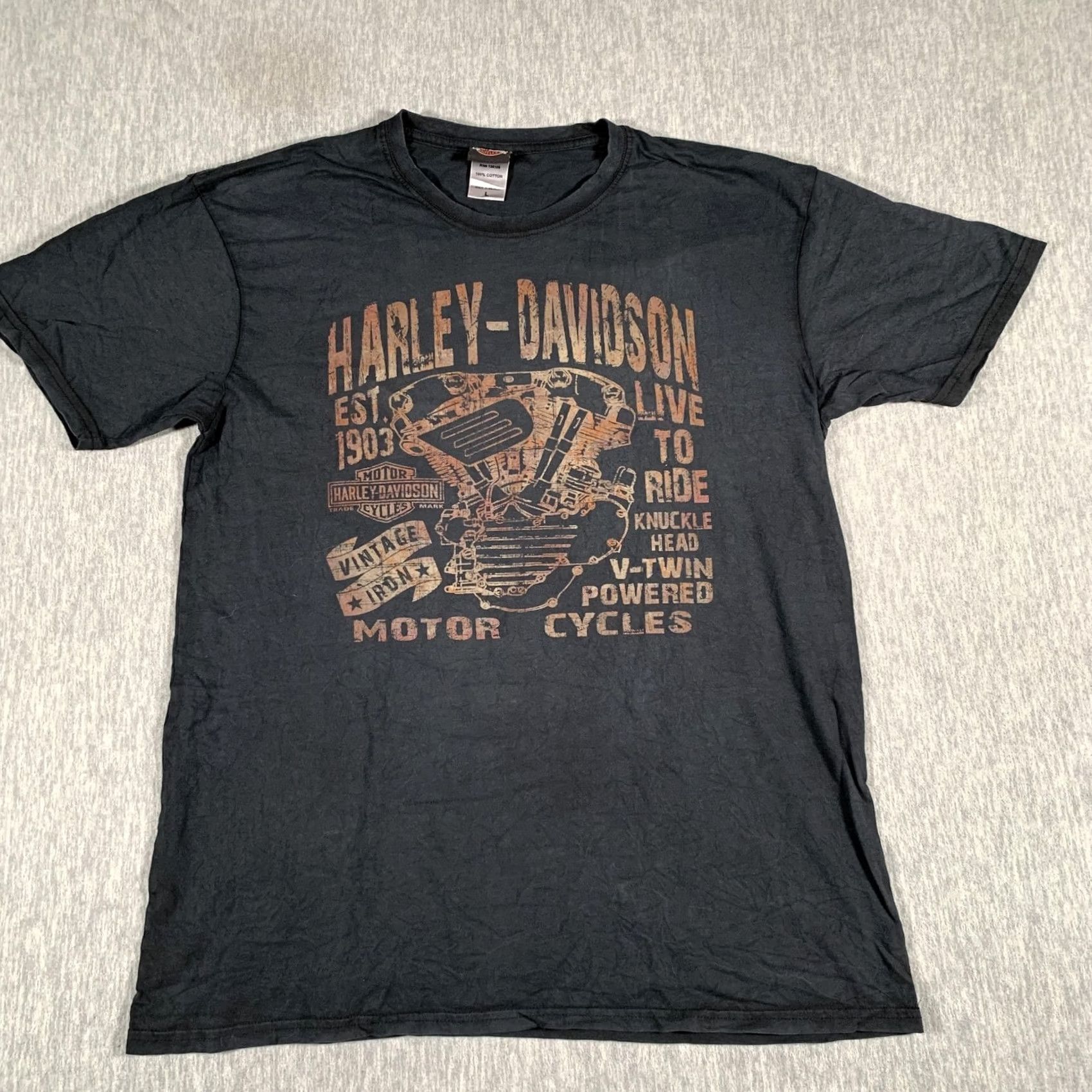Harley Davidson VINTAGE Harley-Davidson Shirt Mens Large Black Hill City Mount Rushmore South Dakota Hooked by Harley-Davidson Hill City SD 1903 Live to Ride V-Twin Size US L / EU 52-54 / 3 - 2 Thumbnail