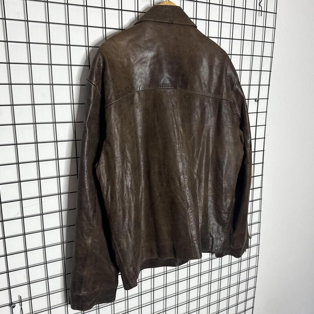 Vintage Vintage 90s Real Leather Faded Jacket Brown Size US L / EU 52-54 / 3 - 6 Thumbnail
