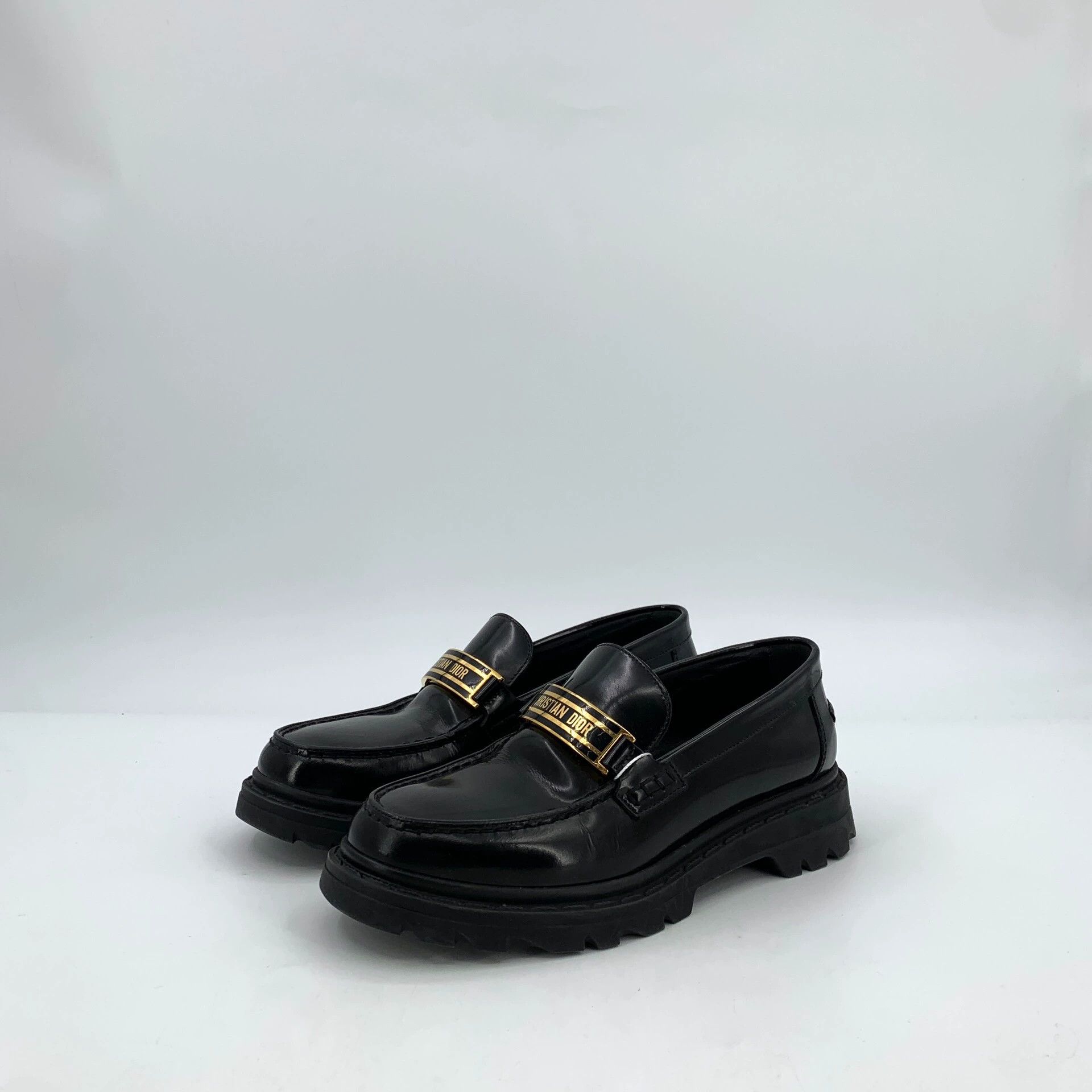Dior Dior Black Logo Leather Loafers - dmc Size US 8 / IT 38 - 1 Thumbnail