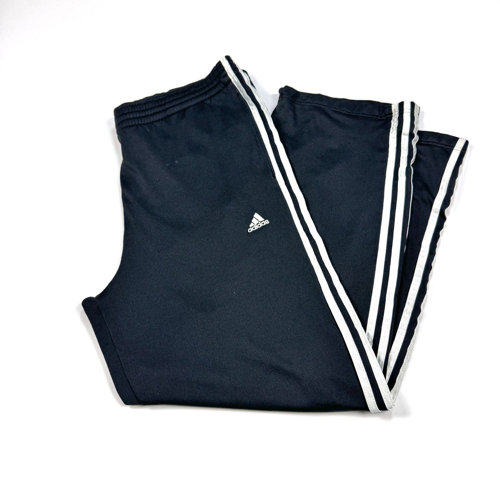 Adidas Adidas Black Mesh Baggy Track Pants Y2K 3-Stripe Size US 34 / EU 50 - 4 Thumbnail