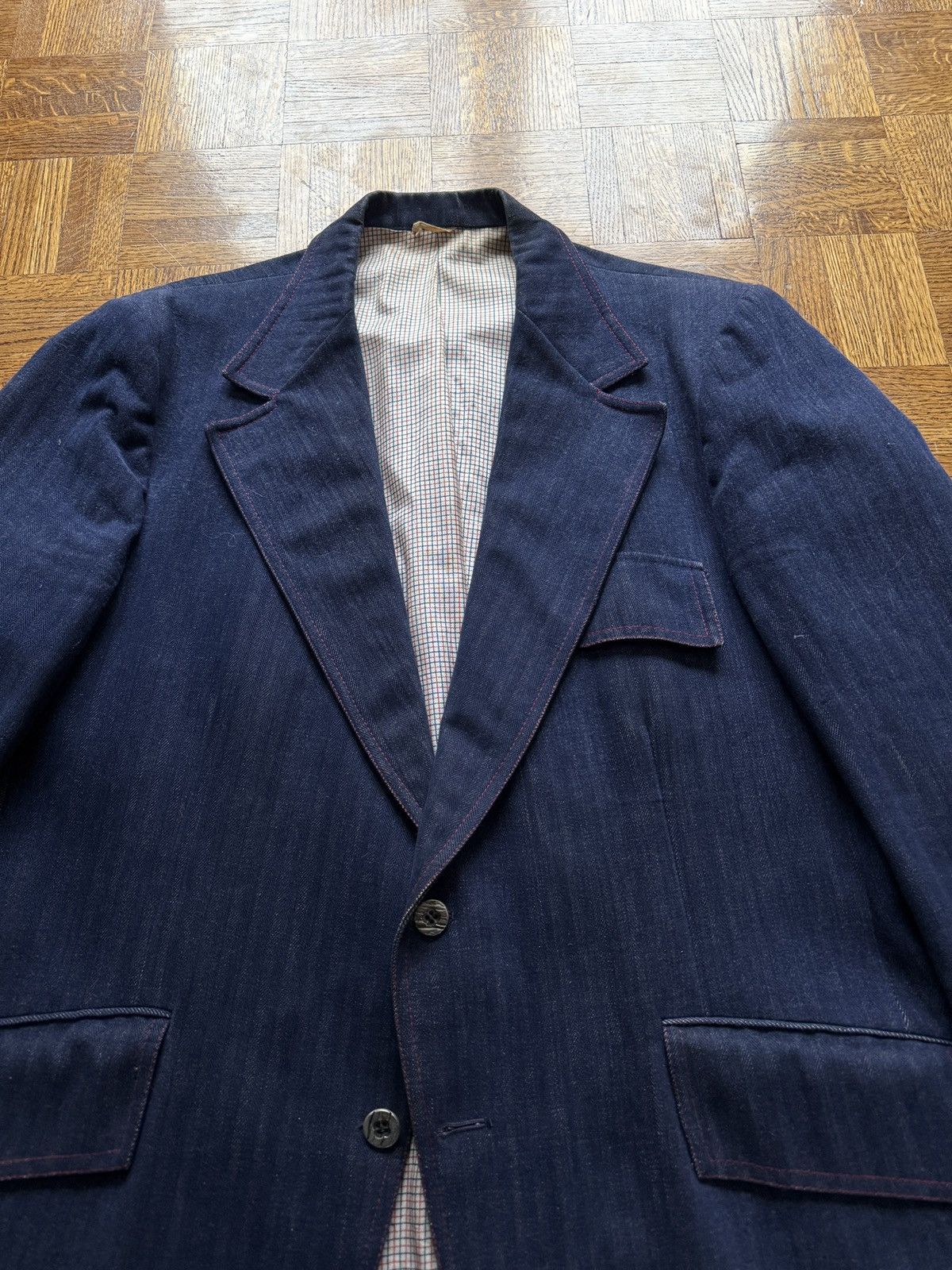 Vintage Vintage 70s Hudson's Darwood Textured Herringbone Blazer Size US L / EU 52-54 / 3 - 2 Thumbnail