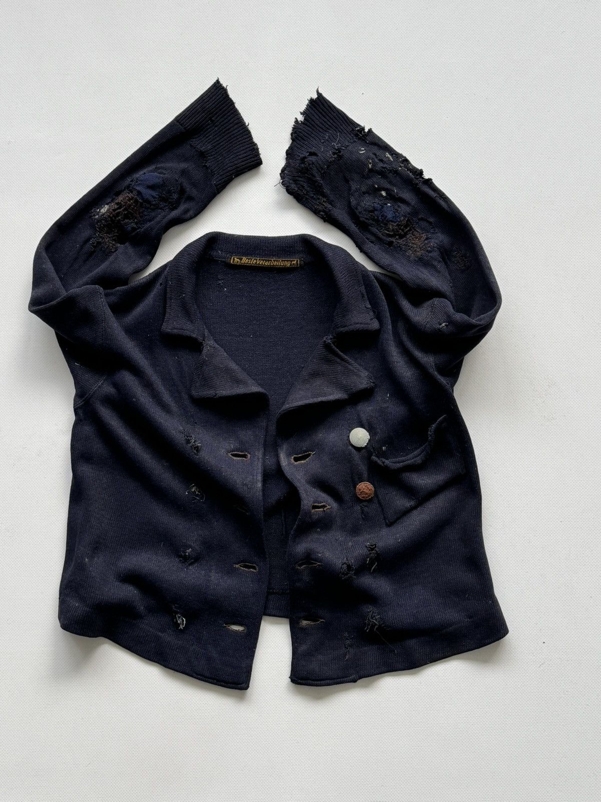 Vintage 1930s German Thrashed Double Breasted Wool Cardigan Size S / US 4 / IT 40 - 2 Thumbnail