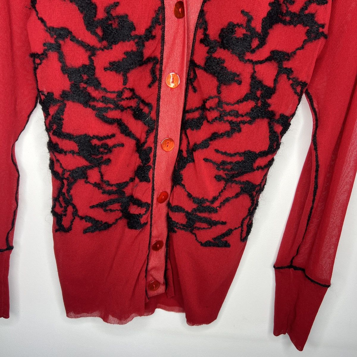 Jean Paul Gaultier Jean Paul Gaultier JPG Soleil Red Cardigan Vintage Mesh Top Size M / US 6-8 / IT 42-44 - 5 Thumbnail