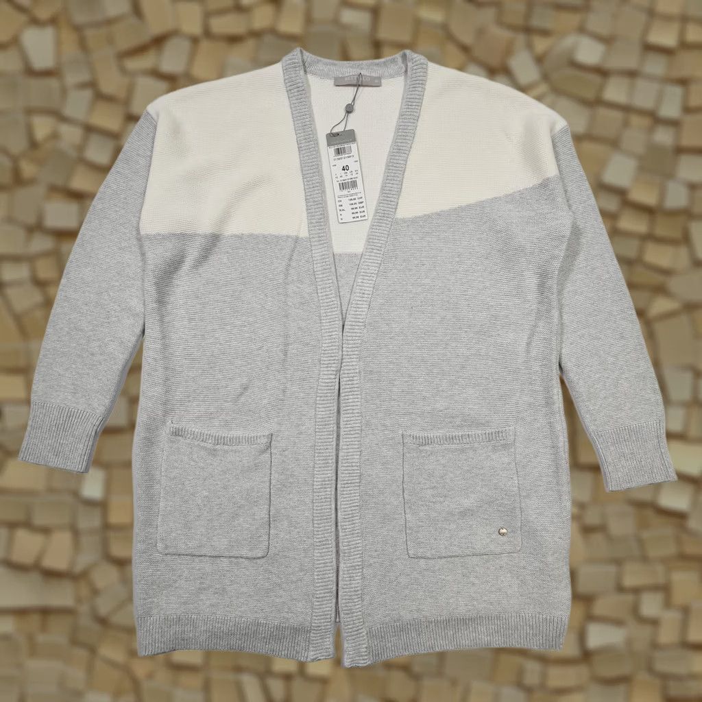 CO Betty & Co Womens Cardigan Grey 14 UK Open Front Knit Cotton Logo Jumper Cardigan Long Sleeve V-Neck Seasonal Breathable Regular Fit Womens Size XL / US 12-14 / IT 48-50 - 1 Thumbnail