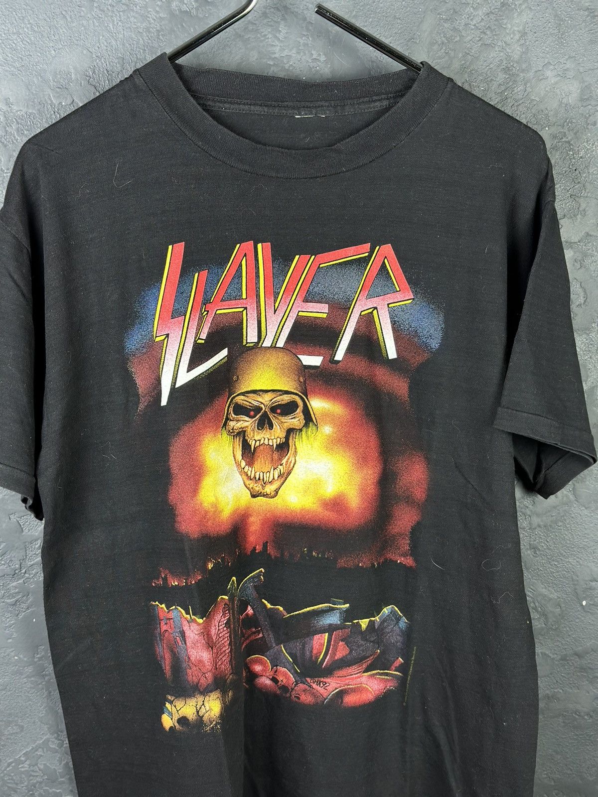 Vintage Vintage 90s Slayer Brockum Tour T-shirt 1992 Concert Rare Size US XL / EU 56 / 4 - 5 Thumbnail
