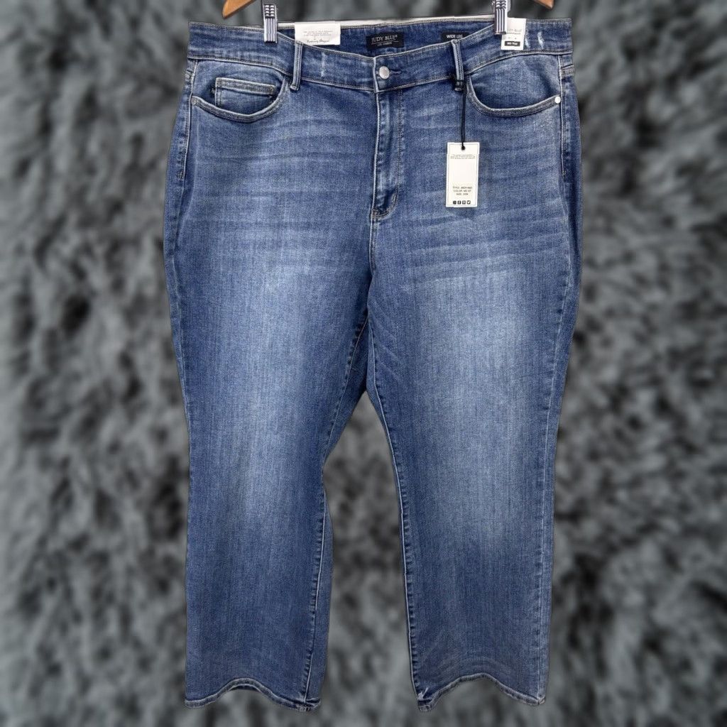 Vintage VINTAGE Judy Blue Jeans Women's Plus Size Mid Rise Wide Leg Denim Sz 24W Medium Wash Women's Size 42" / US 20 - 1 Thumbnail