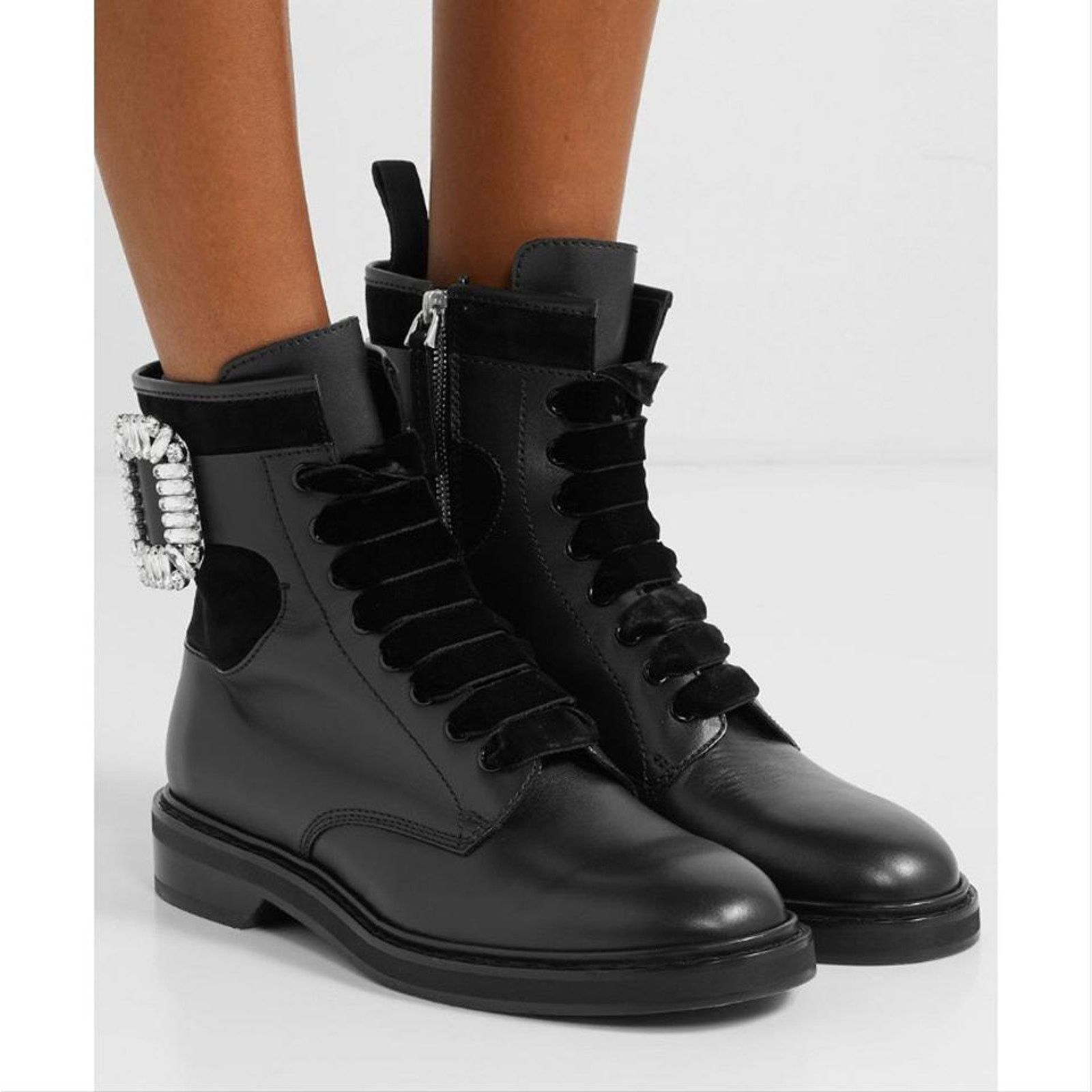 Roger Vivier Viv Rangers crystal embellished leather boots Size US 10 / IT 40 - 2 Thumbnail