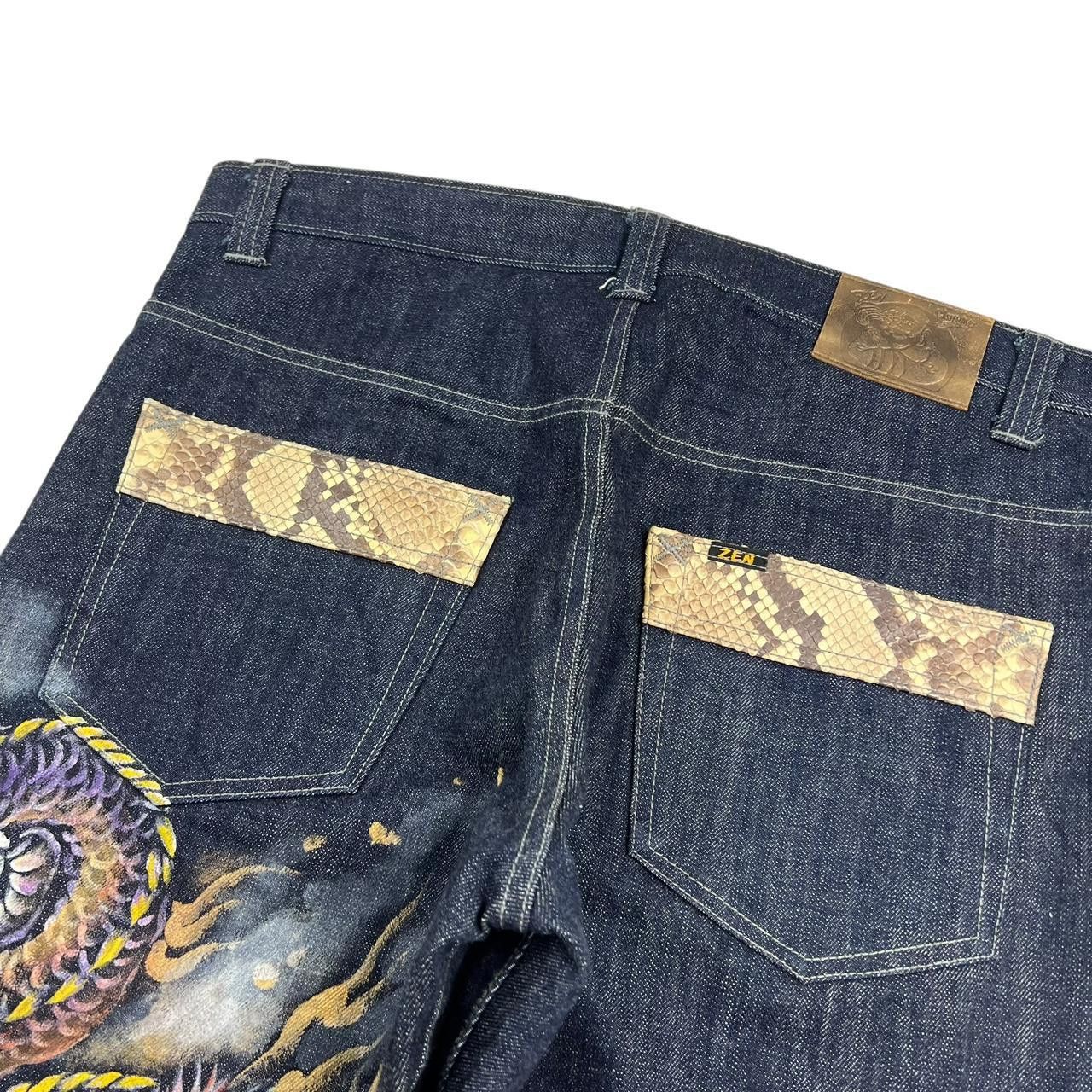 Blue Blue Japan Zen Dragon Japanese Denim Jeans - Waist: 36” Size US 36 / EU 52 - 4 Thumbnail