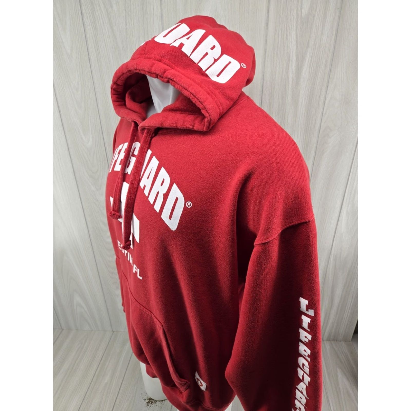 destin Lifeguard Hoodie Officially Licensed Mens XL Red Beach Lifeguard Pullover Hooded Pockets Graphic Print Size US XL / EU 56 / 4 - 5 Thumbnail