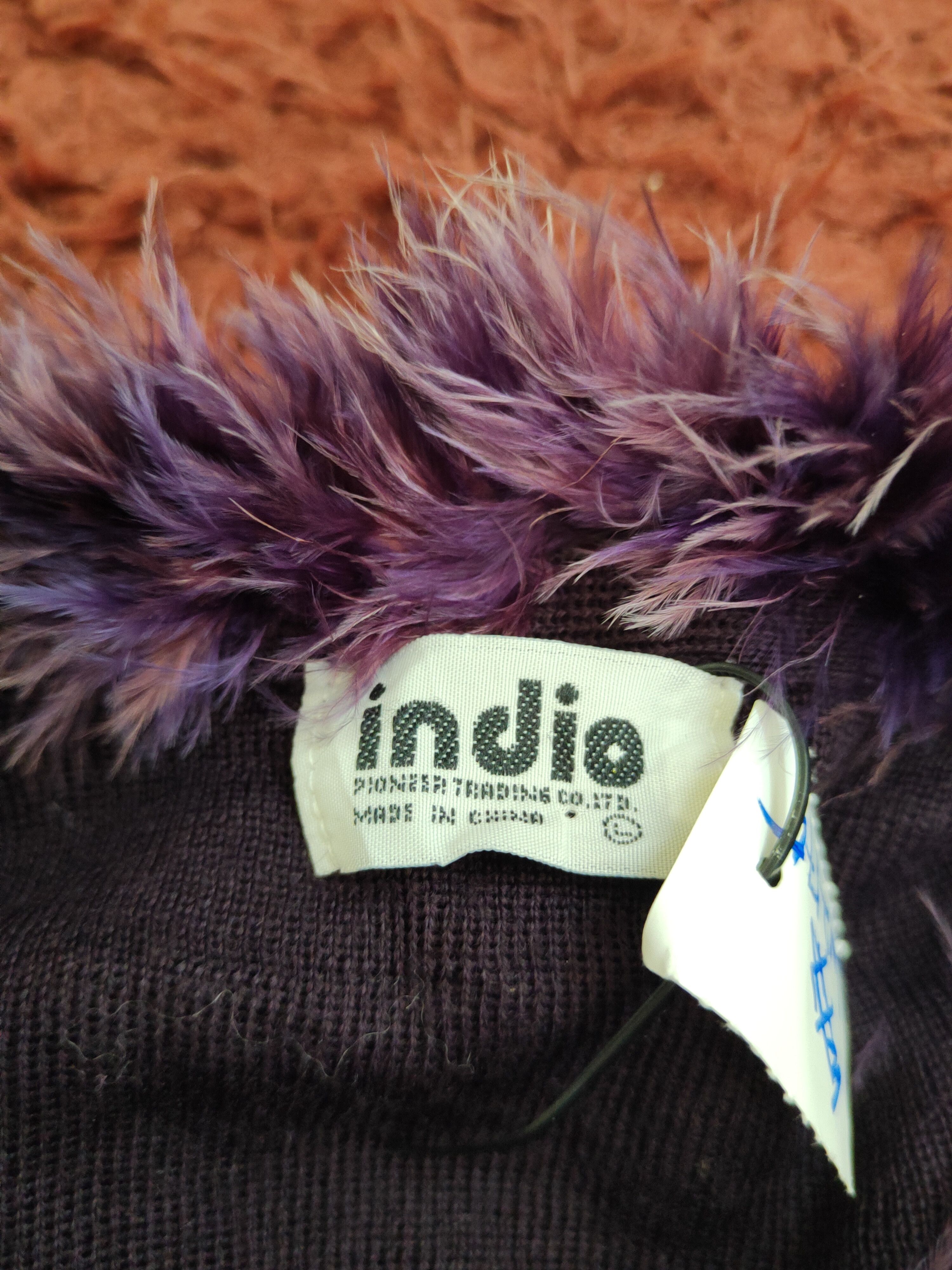 Homespun Knitwear Indio Dark Purple shaggy fur Knitwear Cardigan #W2175 Size L / US 10 / IT 46 - 11 Thumbnail
