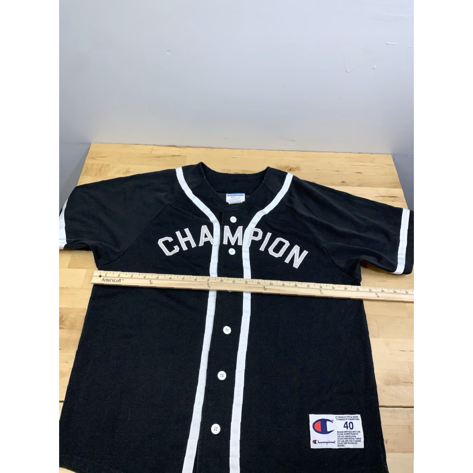 Champion VINTAGE Champion Double Dry Baseball Jersey Mens M Black Button Logo 12483 Size US M / EU 48-50 / 2 - 6 Thumbnail