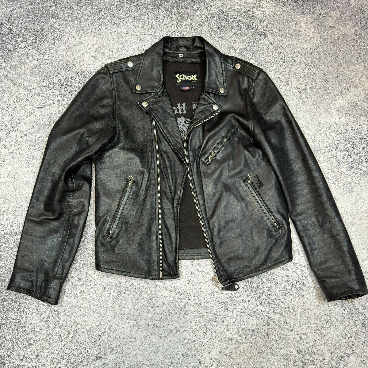 Schott Schott Mens Black Biker Jacket M size Size US M / EU 48-50 / 2 - 12 Thumbnail