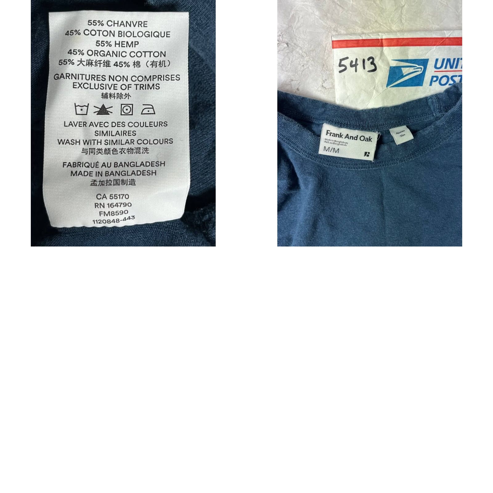 Vintage Frank & Oak Mens Slim Fit Short Sleeve Basic T-Shirt Blue Medium Size US M / EU 48-50 / 2 - 8 Thumbnail