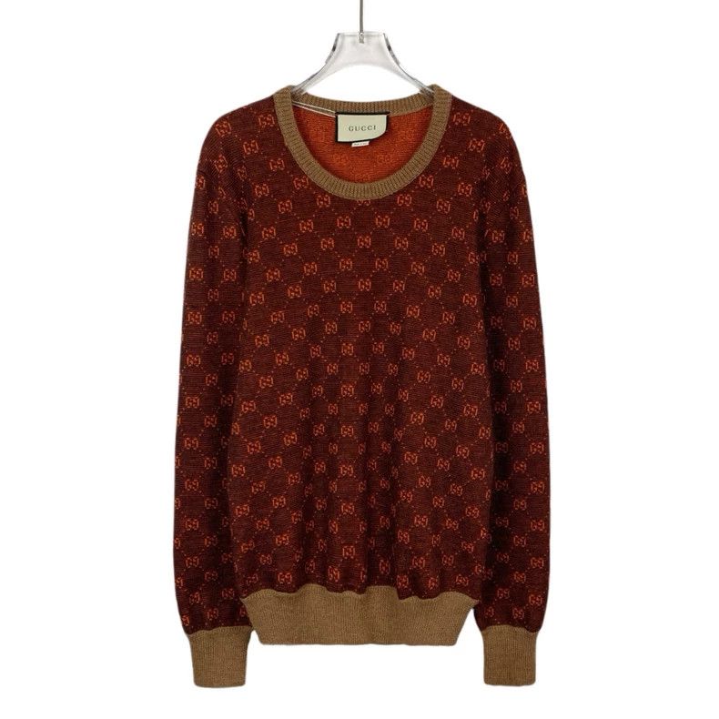 Gucci Gucci Dark orange logo double G full print round neck wool Size US S / EU 44-46 / 1 - 1 Thumbnail