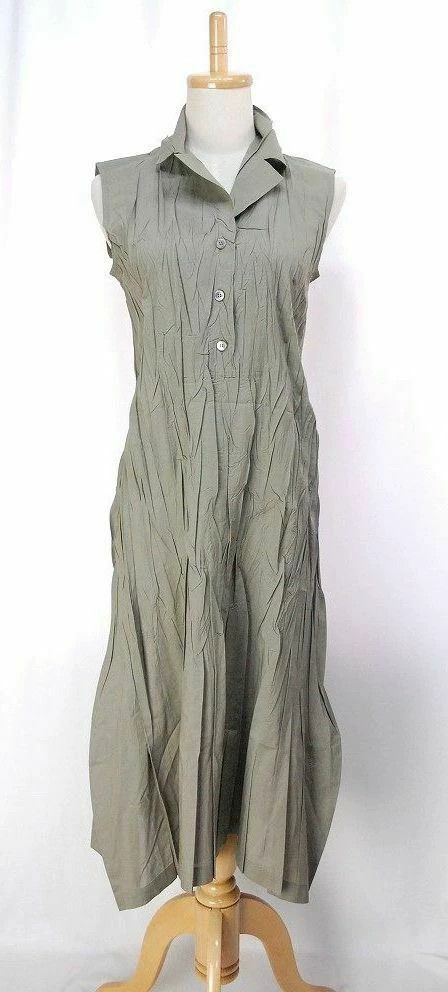 Issey Miyake Issey Miyake size:3 Greyish-green khaki shirt dress Size M / US 6-8 / IT 42-44 - 1 Thumbnail