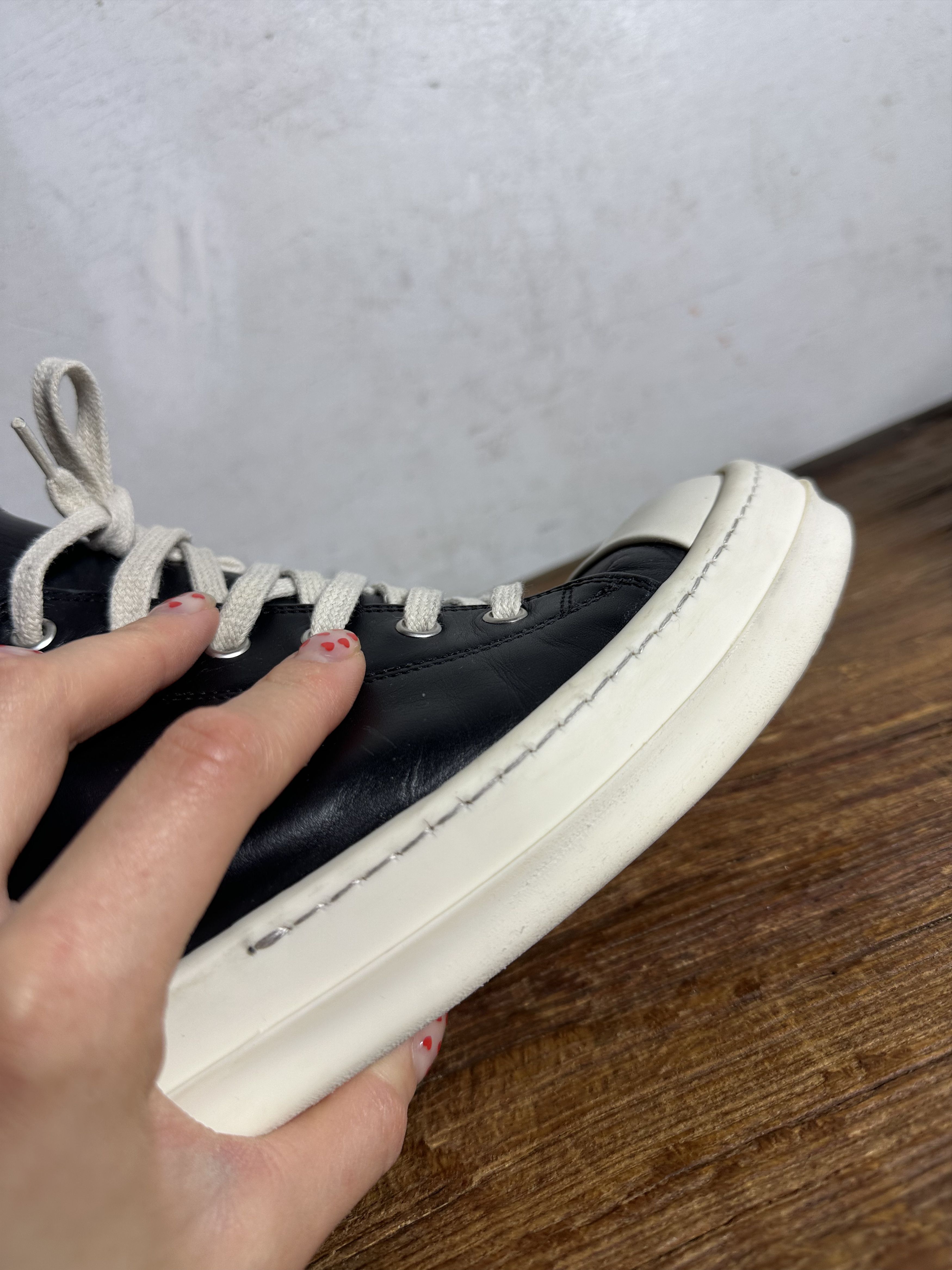 Rick Owens Rick Owens Milk Black Low Top Ramones Size US 7 / EU 40 - 13 Thumbnail