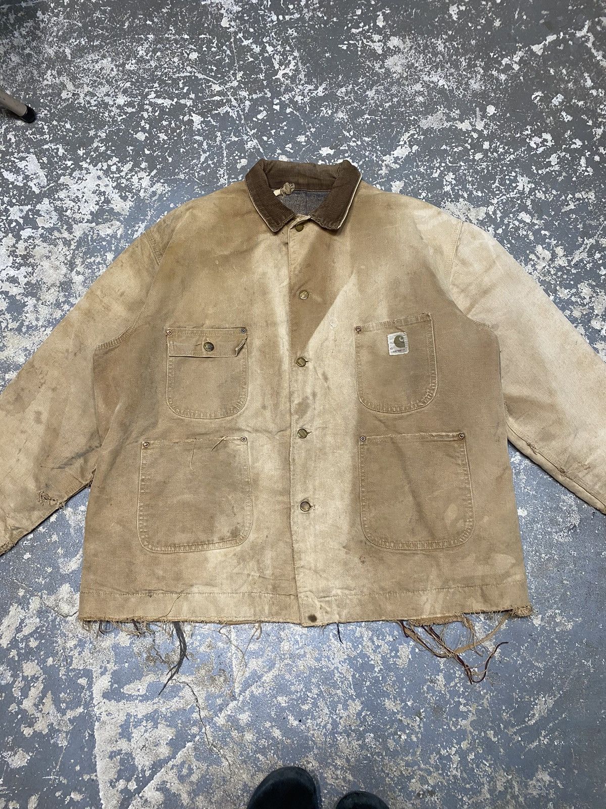 Carhartt × Vintage Vintage Carhartt Troy Blanket Thrashed Tan ChoreJacket 70s Size US XL / EU 56 / 4 - 4 Thumbnail
