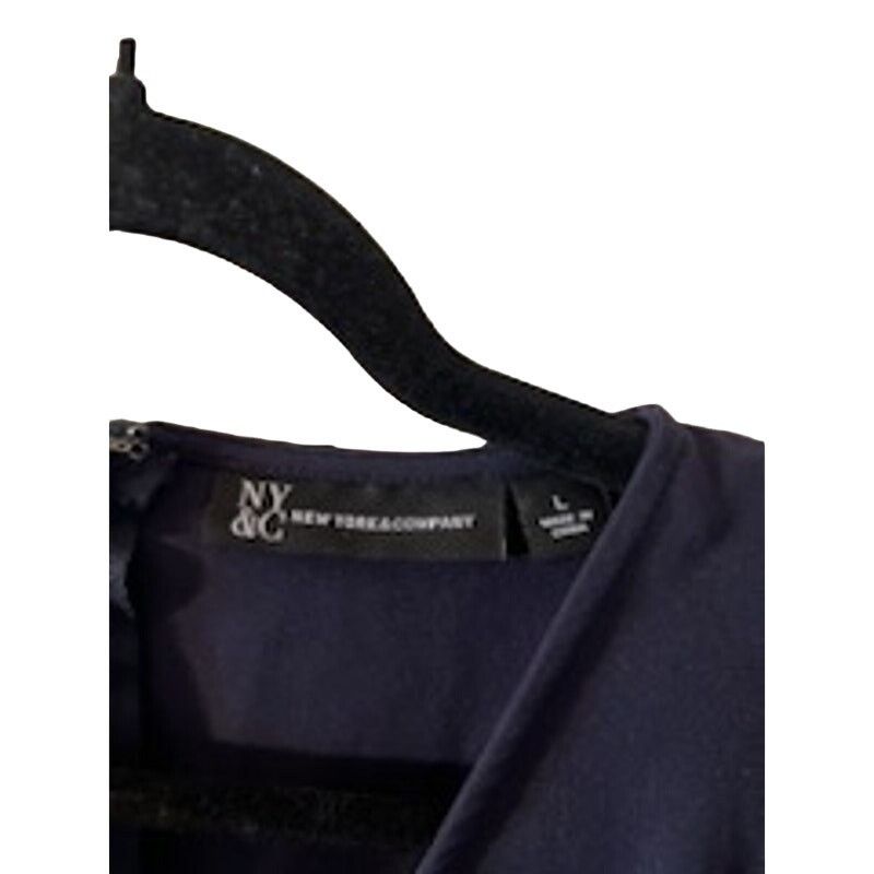 Other New York & Company Navy Ruffle Sleeve V-Neck Jumpsuit Size Size 42" / US 20 - 3 Thumbnail