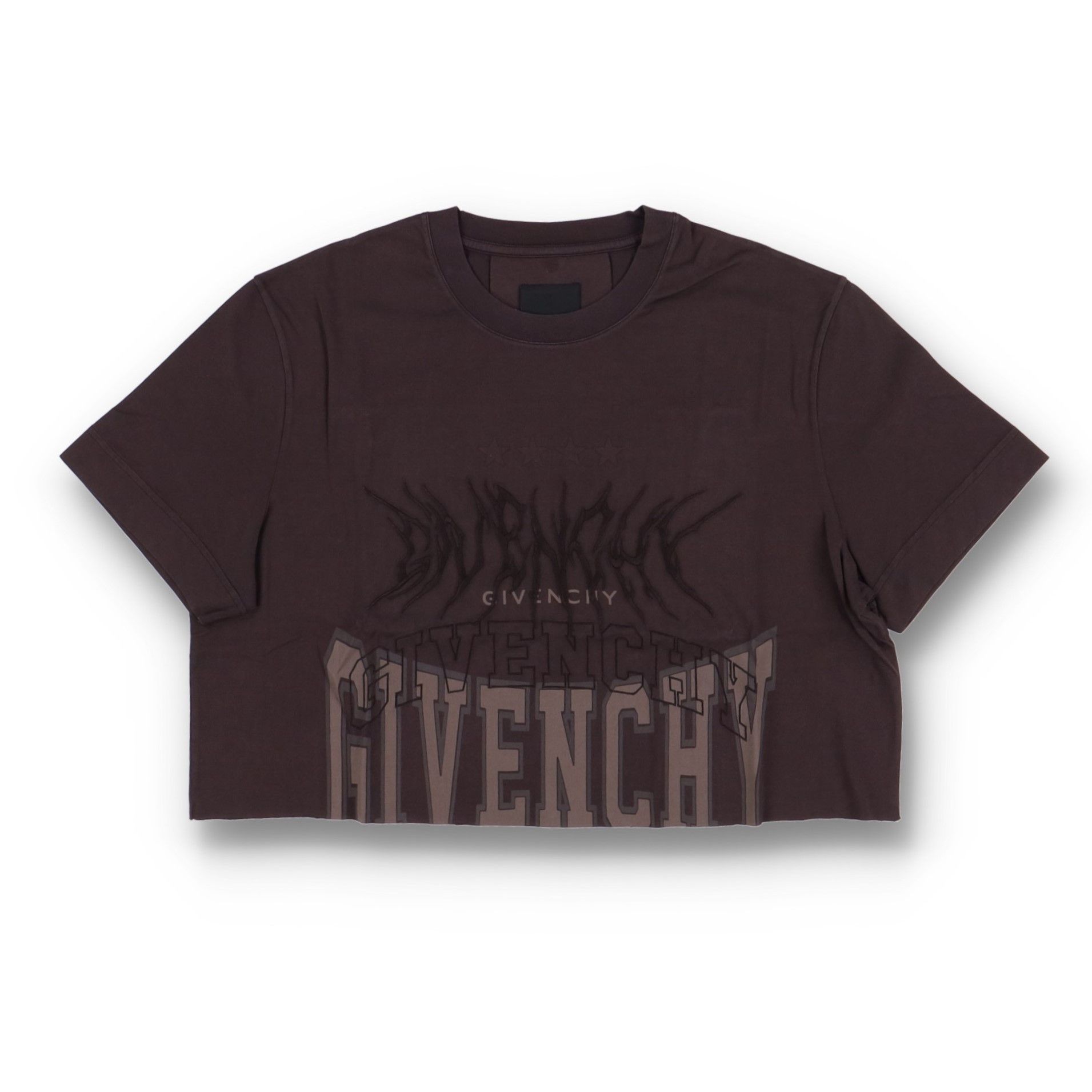 Givenchy Brown Embroidered Multi Logo Cropped T-Shirt Size L / US 10 / IT 46 - 1 Thumbnail