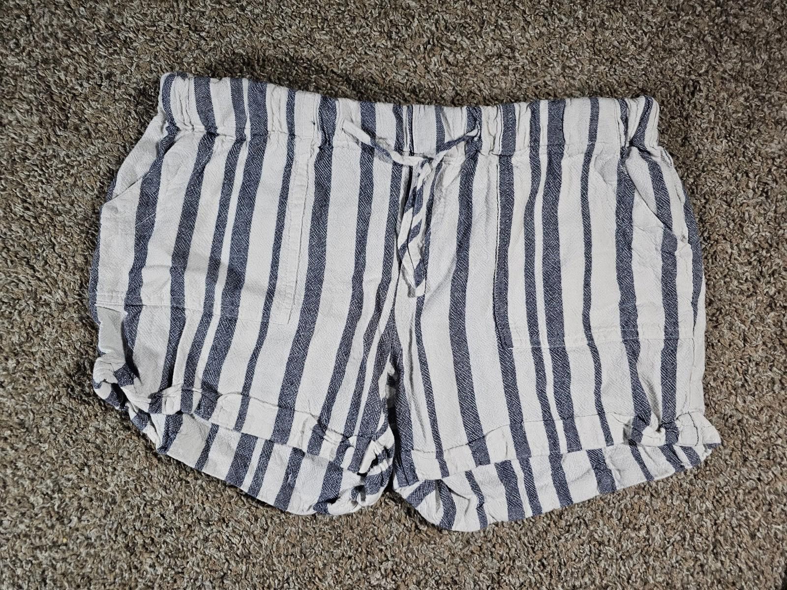 Le Grande Bleu (L.G.B.) Just Living Linen Blue White Striped Small Shorts Size 28" / US 6 / IT 42 - 1 Thumbnail