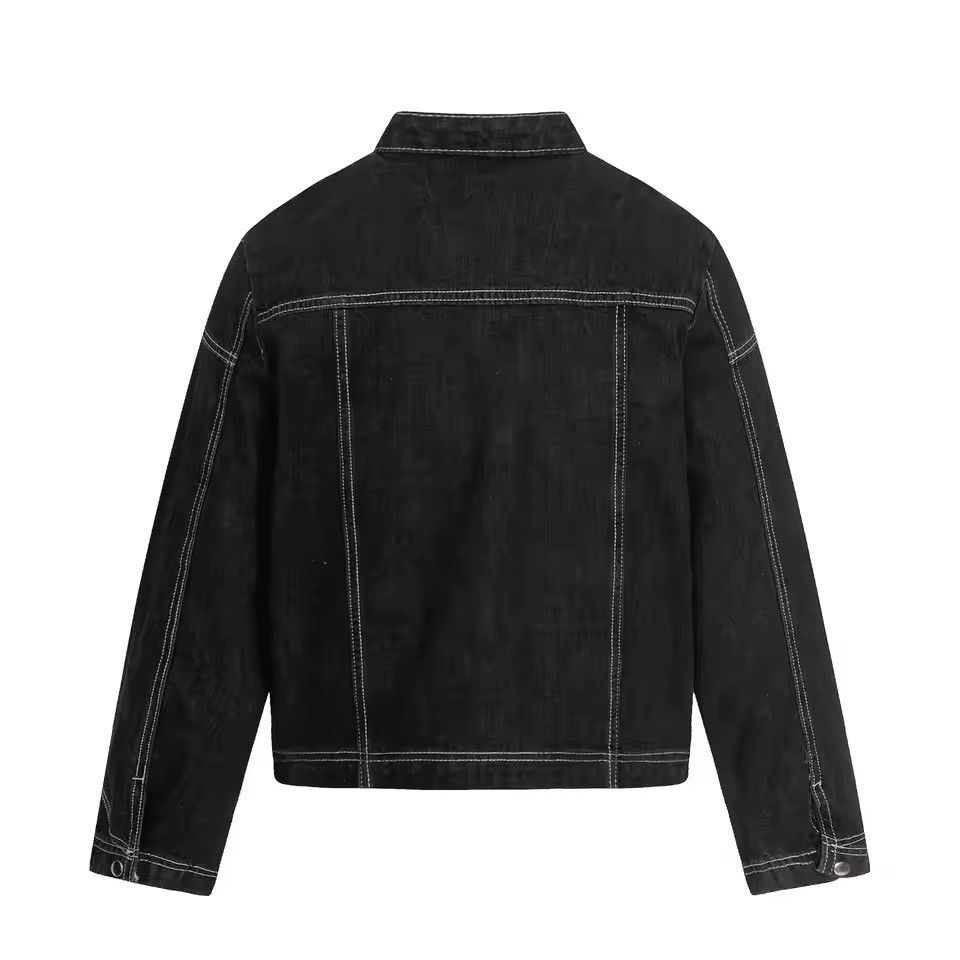 Japanese Brand Fireman Clasp Contrast-Stitch Denim Jacket - Black Size US M / EU 48-50 / 2 - 6 Thumbnail