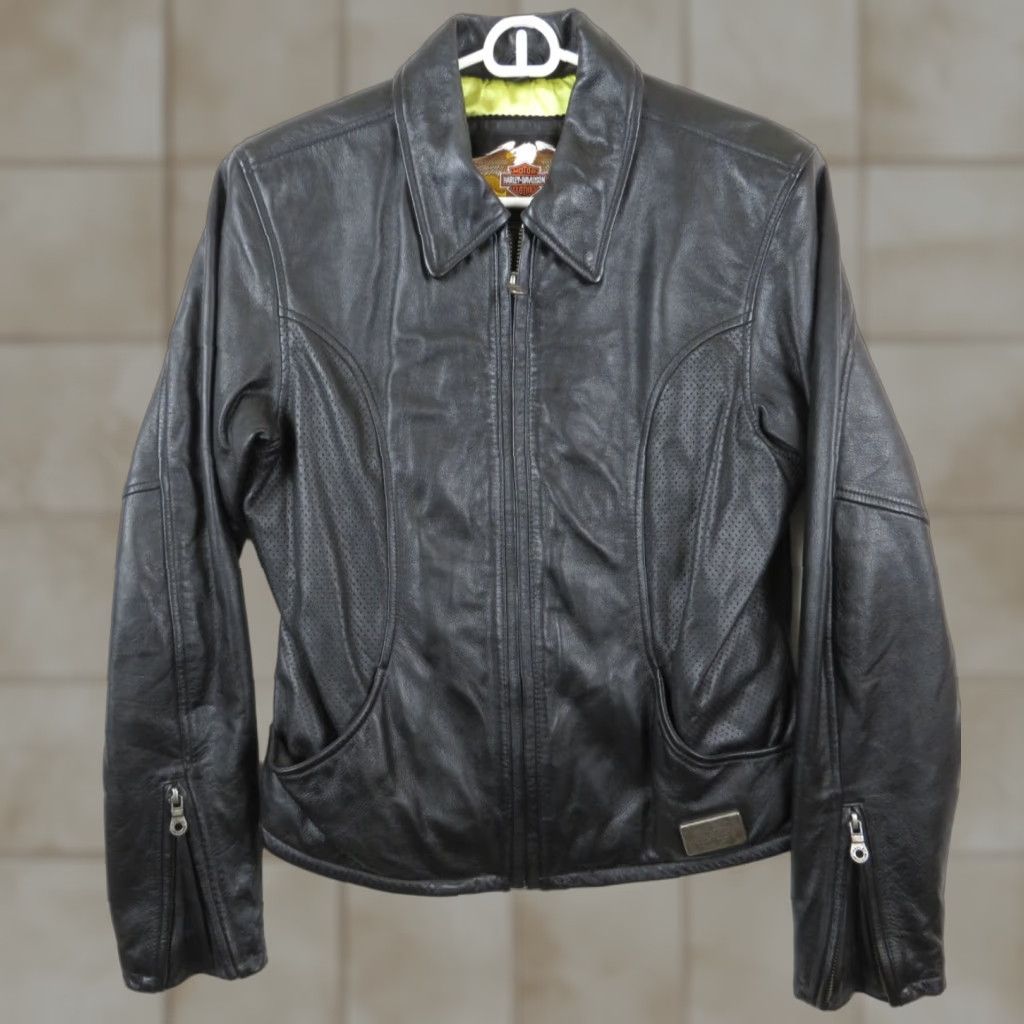 Harley Davidson VINTAGE Harley-Davidson Motorcycle Jacket Black Leather Sz M Mens Regular Zip Belted USA Size US M / EU 48-50 / 2 - 1 Thumbnail