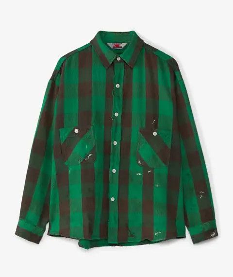 Saint Michael o1mle0326 Flannel Check Shirt in Green Size US L / EU 52-54 / 3 - 1 Thumbnail