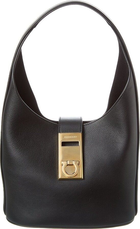 Salvatore Ferragamo o1s1rm0924 Size: OS / Leather Medium Hobo Bag in Black Size ONE SIZE - 1 Thumbnail