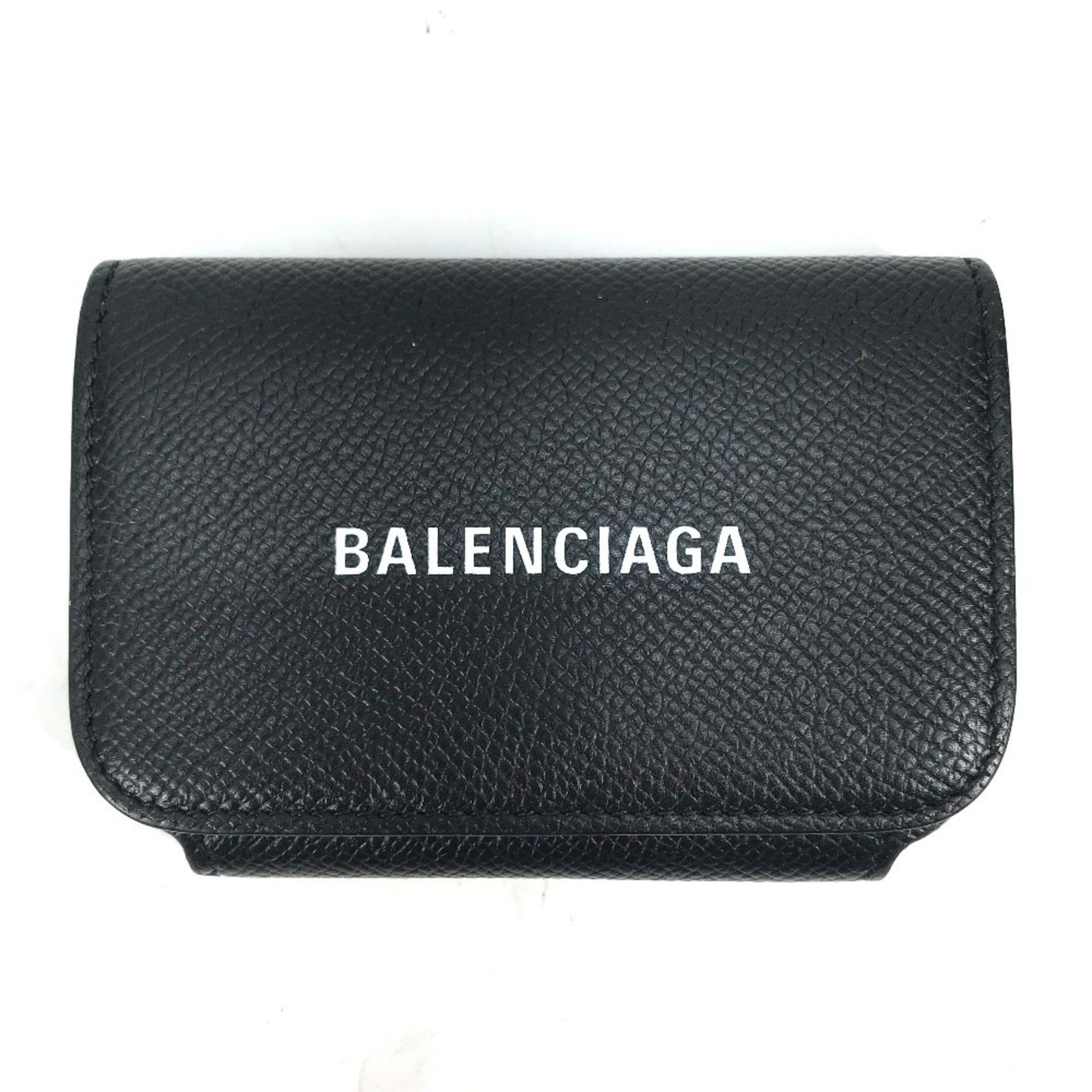 Balenciaga BALENCIAGA 594225 Wallet Logo Business Card Holder Pass Case Leather Women's Black Size ONE SIZE - 1 Thumbnail
