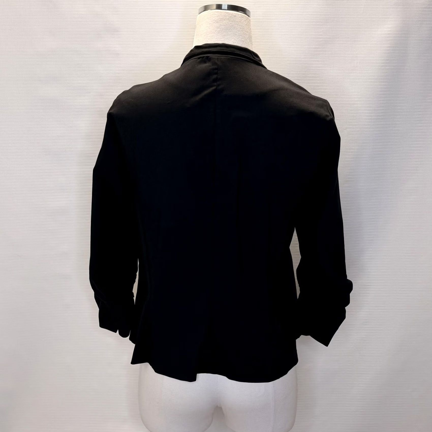 Torrid Torrid Deluxe Stretch Blazer Jacket Womens 0 Black Open Front 3/4 Sleeve Ruched Size XS / US 0-2 / IT 36-38 - 3 Thumbnail