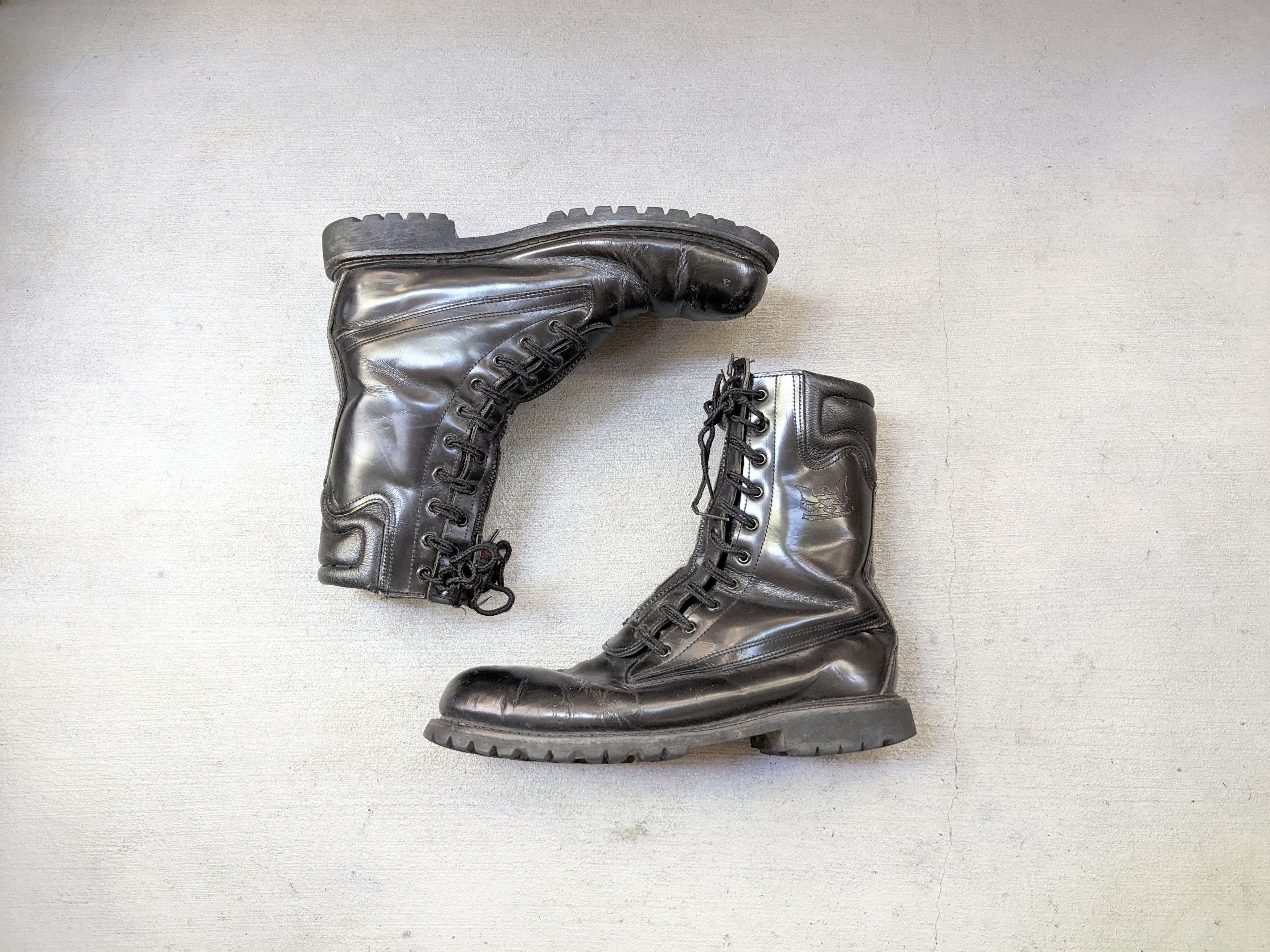 image of Genuine Leather x Vintage Combat Boots Black 13 E Wide Leather Chunky Usa, Men's
