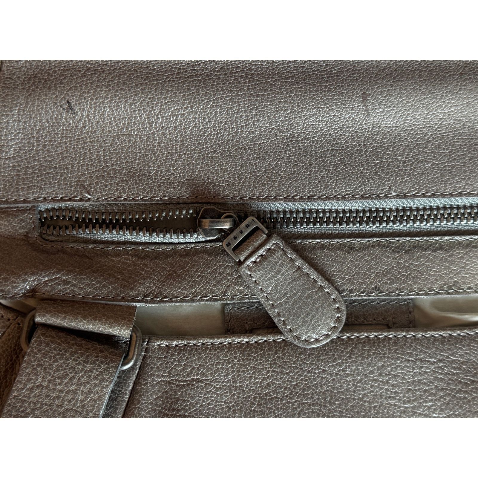 Marni Marni Hand-Painted Floral Stripe Grey Leather Bag Size ONE SIZE - 6 Thumbnail