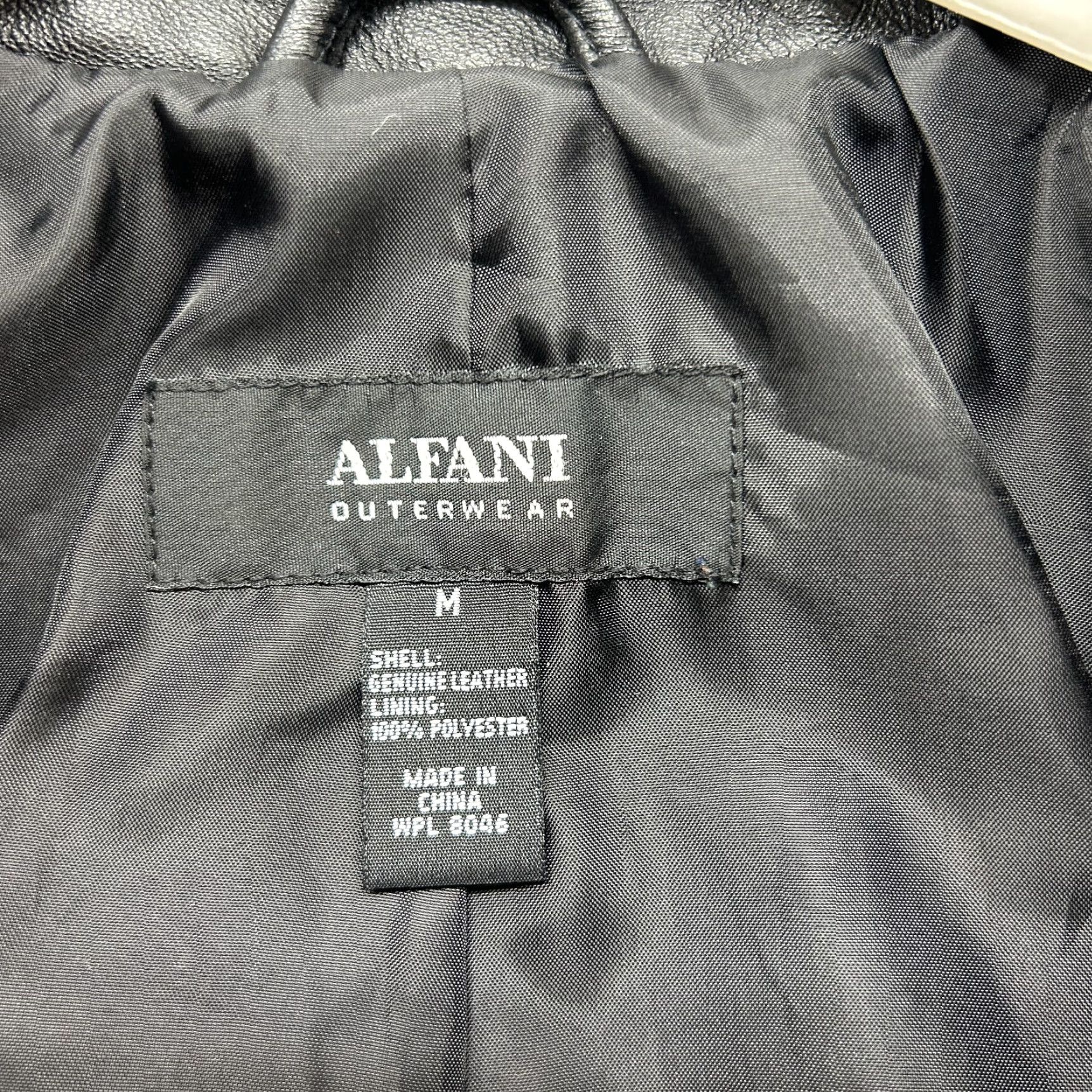 Alfani VINTAGE Alfani Jacket Womens M Black Genuine Leather Full Zip Lined Long 90s Y2K Size M / US 6-8 / IT 42-44 - 7 Thumbnail