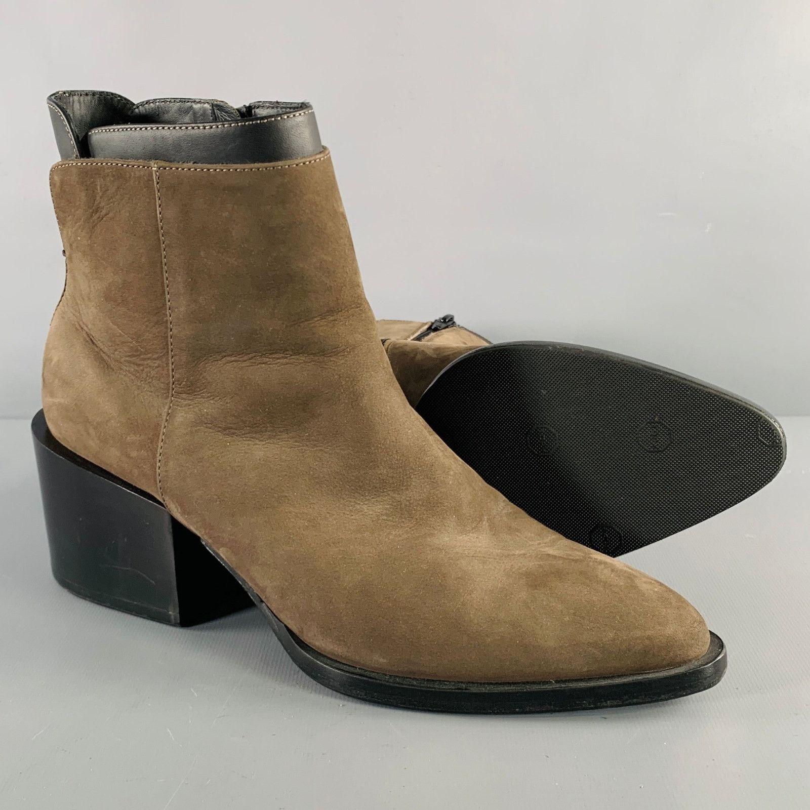 Vince VINCE Size 7.5 Grey Brown Suede Chunky Heel Boots Size US 7.5 / IT 37.5 - 5 Thumbnail