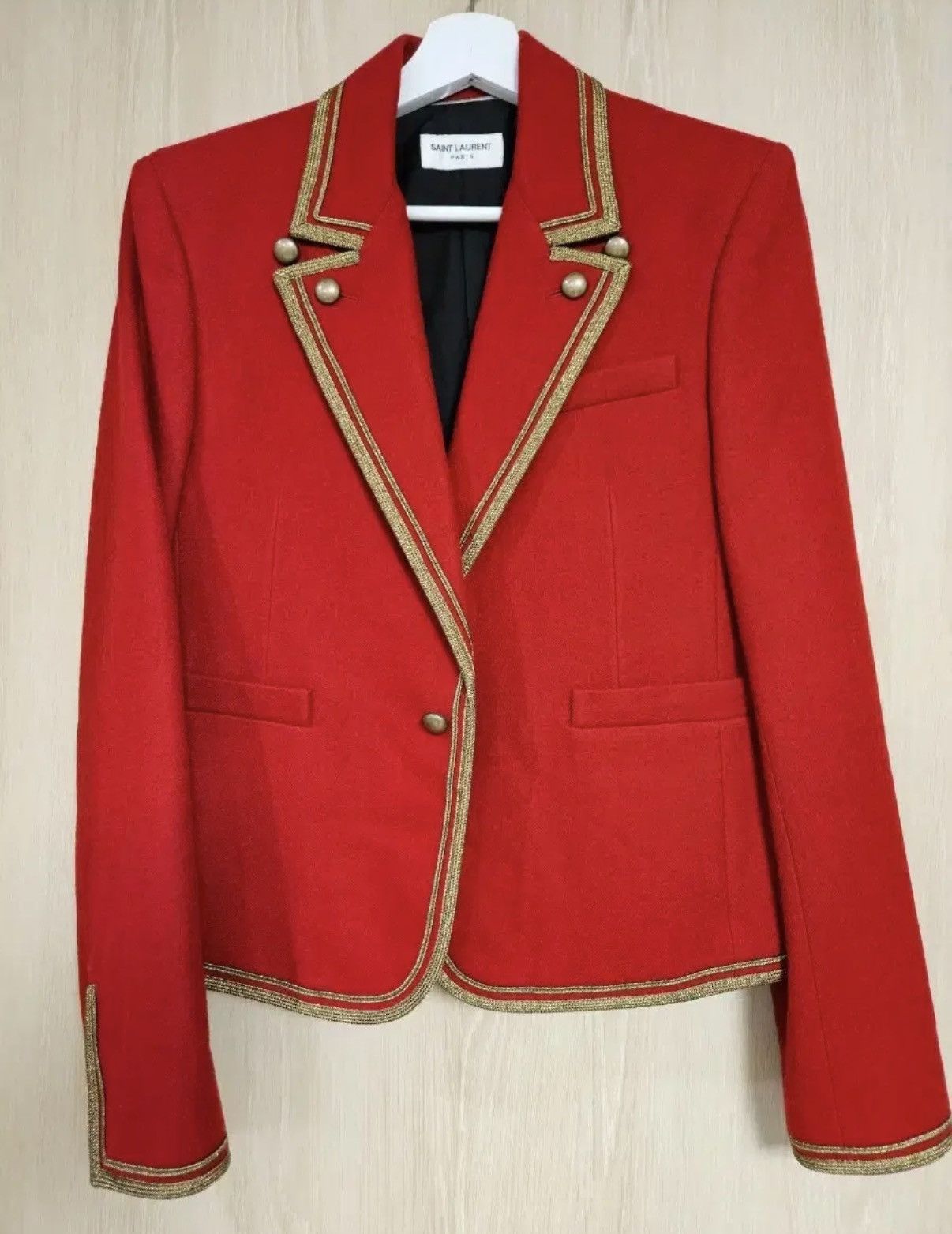 Saint laurent red spencer office blazer jacket sz48
