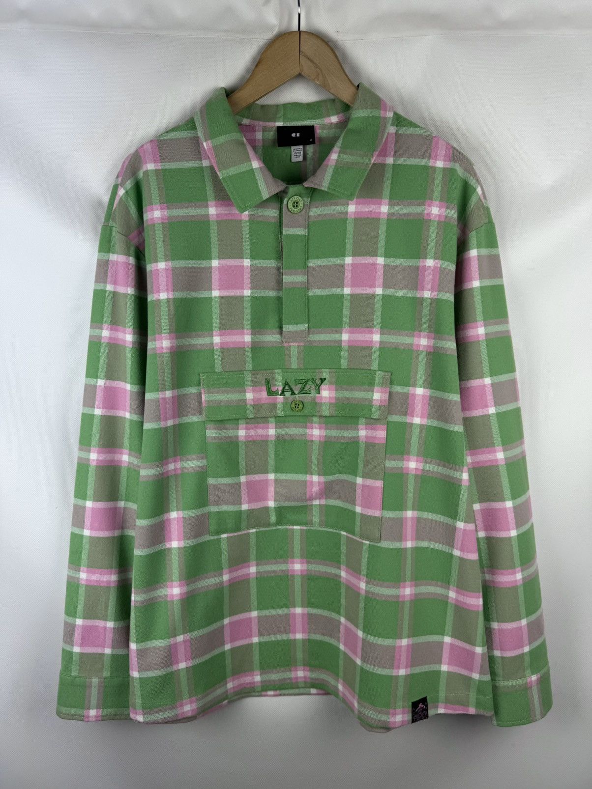 Lazy Oaf Lazy Waves Long Sleeve Flannel Plaid Shirt Pullover