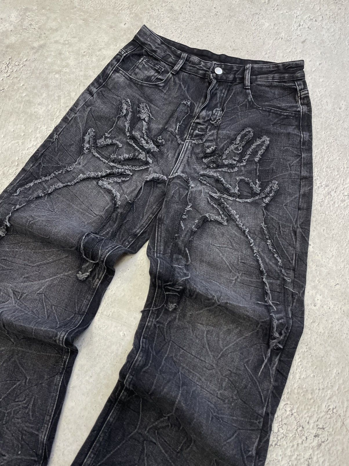Coogi Black Denim distressed wide coogi style Pants Stitch sk8 Size US 31 - 5 Thumbnail