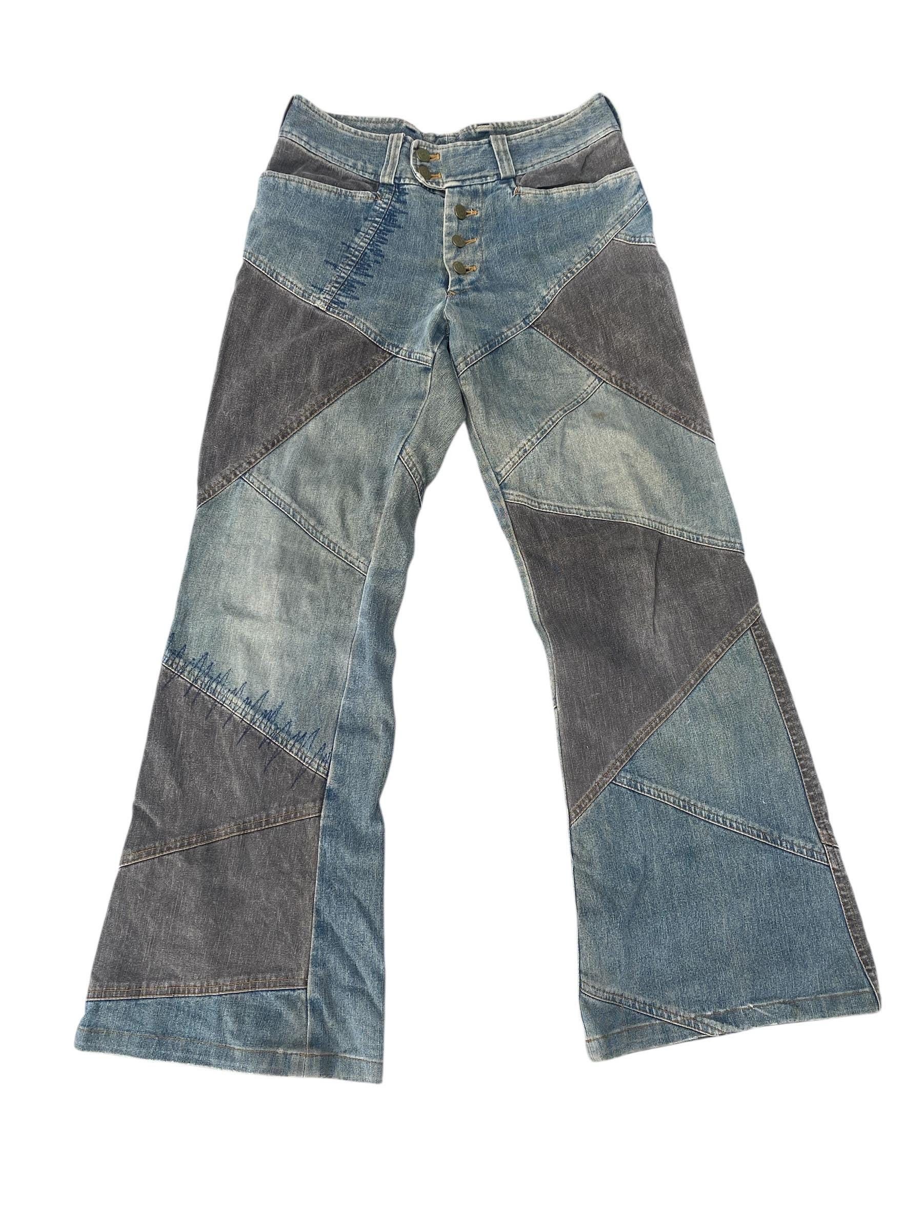 Vtg 90s Tornado Mart rework patch flare jeans Medium size