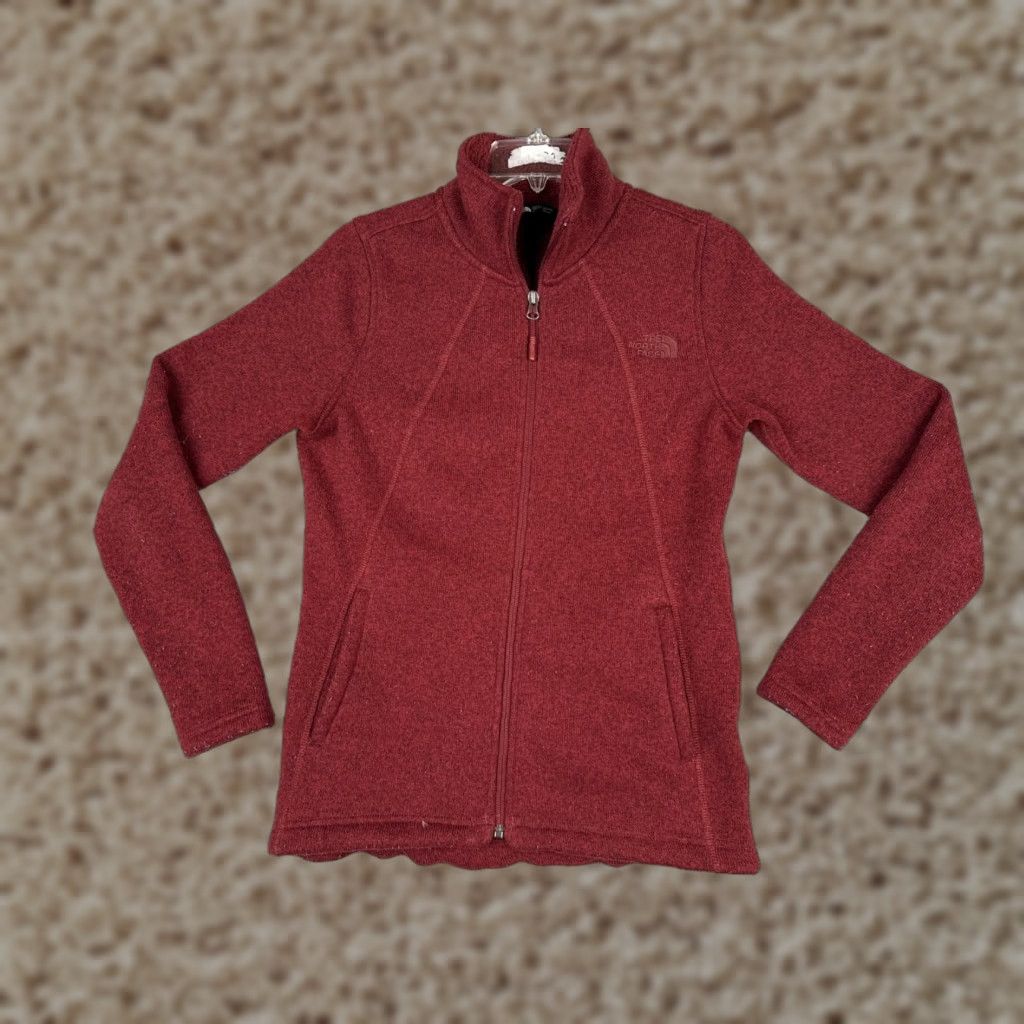 The North Face The North Face Jacket Women Small Red Polyester Fleece Knit Shell Full Zip Mock Size S / US 4 / IT 40 - 1 Thumbnail