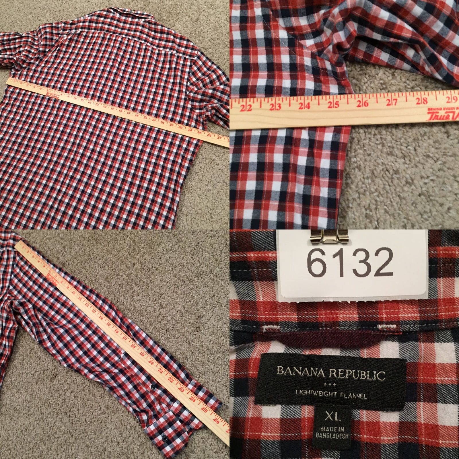 Banana Republic Banana Republic Shirt Mens XL Red Blue Plaid Long Sleeve Button Up Flannel Size US XL / EU 56 / 4 - 8 Thumbnail