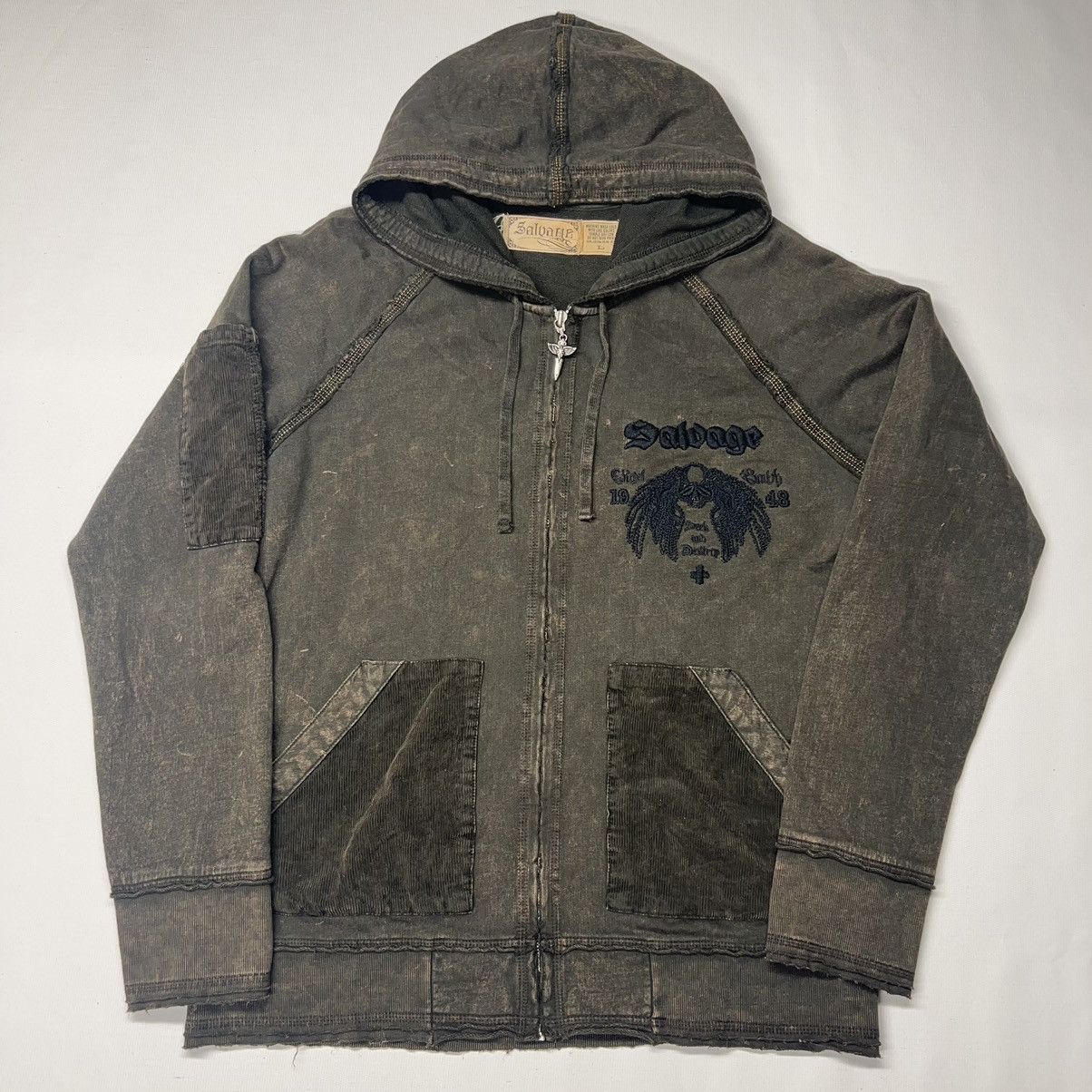 If Six Was Nine × Japanese Brand × Salvage Salvage Hoodie Y2K Skull Cross Wing Japanese Sweatshirt Size US L / EU 52-54 / 3 - 2 Thumbnail
