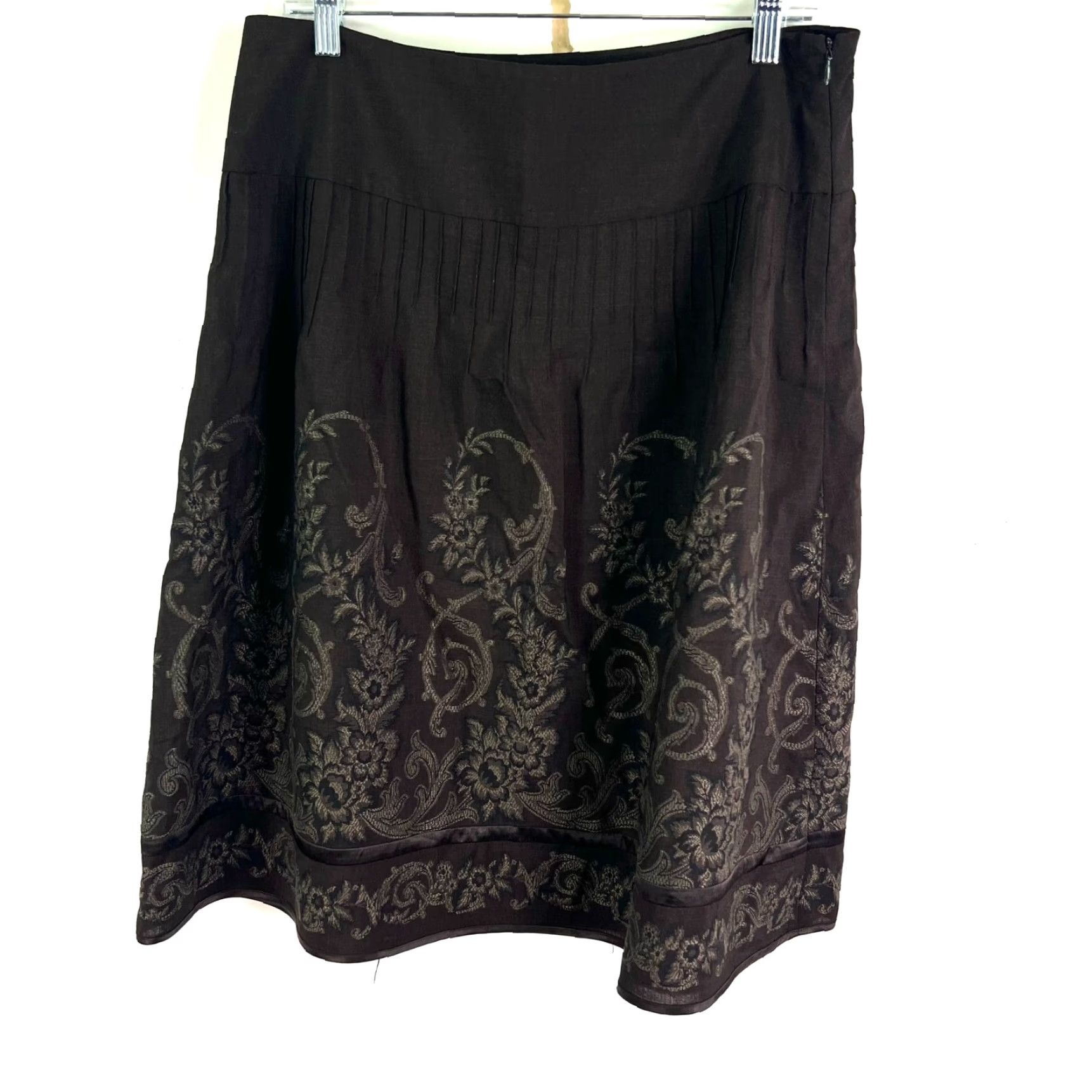 Ann Taylor VINTAGE Ann Taylor Women's A-Line Skirt Knee Length Casual Workwear Fall Spring Wool Brown 10 Size 32" / US 10 / IT 46 - 5 Thumbnail
