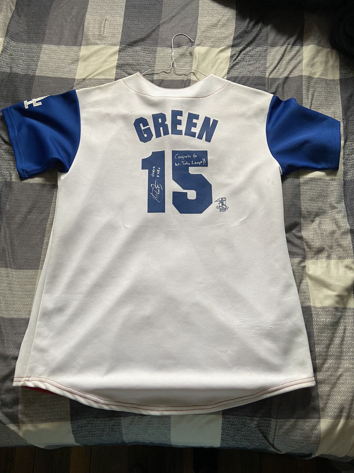 image of Los Angeles Dodgers x Majestic Signed Dodgers Jersey 4 Hr Game Shawn Green in Red (Size Medium)
