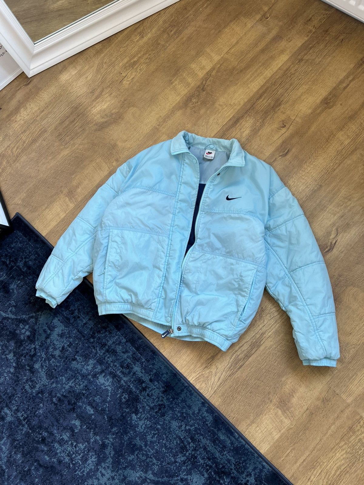 Vintage Nike blue vintage jacket turquoise big swoosh RARE Size M / US 6-8 / IT 42-44 - 3 Thumbnail